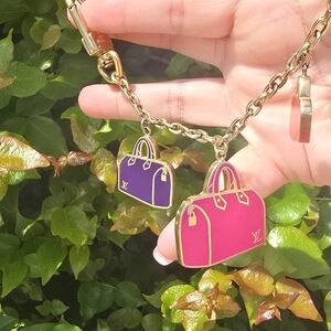 Louis Vuitton M66985 Chain Iconic Speedy Bag Charm Keychain Pink Orange Purple